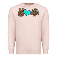 Pale Pink peace love thanksgiving turkey Premium Sweatshirt - RanaPortraitStore