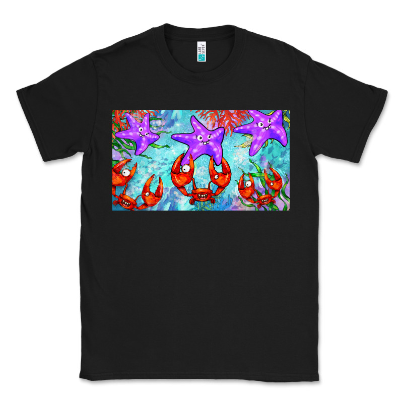 Crab And Starfish  Cup Classic Tee by BarkalooDesign | Teevron