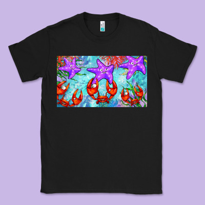 Crab And Starfish  Cup Classic Tee Designed By Barkaloodesign