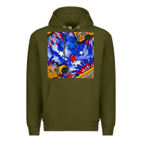 Army Green 4th of july school bus seamless pattern Premium Hoodie - BundleAndBundleShop