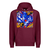 Burgundy 4th of july school bus seamless pattern Premium Hoodie - BundleAndBundleShop