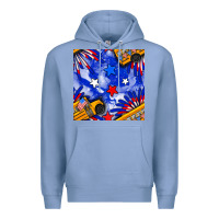 Colony Blue 4th of july school bus seamless pattern Premium Hoodie - BundleAndBundleShop