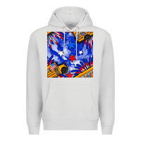 Dove Grey 4th of july school bus seamless pattern Premium Hoodie - BundleAndBundleShop