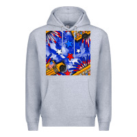 Heather Grey 4th of july school bus seamless pattern Premium Hoodie - BundleAndBundleShop