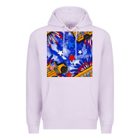 Lilac 4th of july school bus seamless pattern Premium Hoodie - BundleAndBundleShop