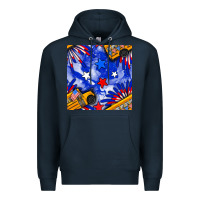 Navy 4th of july school bus seamless pattern Premium Hoodie - BundleAndBundleShop