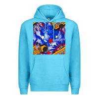Ocean Blue 4th of july school bus seamless pattern Premium Hoodie - BundleAndBundleShop
