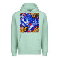Seafoam 4th of july school bus seamless pattern Premium Hoodie - BundleAndBundleShop