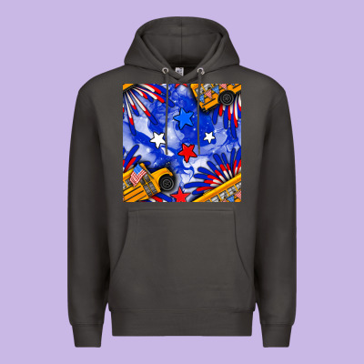 4th Of July School Bus Seamless Pattern Premium Hoodie Designed By Bundleandbundleshop