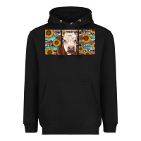 Black Heifer With Sunflower And Serape Heavyweight Hoodie - RanaPortraitStore
