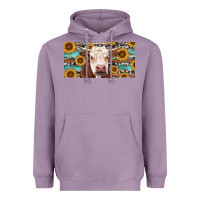 Lavender Heifer With Sunflower And Serape Heavyweight Hoodie - RanaPortraitStore