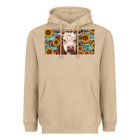 Mushroom Heifer With Sunflower And Serape Heavyweight Hoodie - RanaPortraitStore