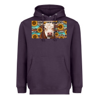 Plum Heifer With Sunflower And Serape Heavyweight Hoodie - RanaPortraitStore