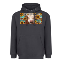 Smoke Heifer With Sunflower And Serape Heavyweight Hoodie - RanaPortraitStore
