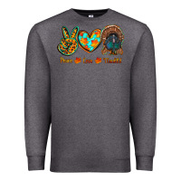Charcoal Heather peace love thankful Premium Sweatshirt - RanaPortraitStore