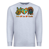 Heather Grey peace love thankful Premium Sweatshirt - RanaPortraitStore