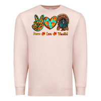 Pale Pink peace love thankful Premium Sweatshirt - RanaPortraitStore