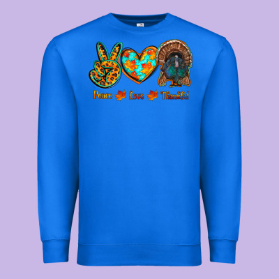 Peace Love Thankful Premium Sweatshirt Designed By Ranaportraitstore