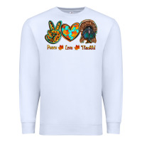 White peace love thankful Premium Sweatshirt - RanaPortraitStore