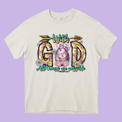 With God All Things Are Possible Easter Day Heavy Core Tee Designed By Cowhidedigitalart