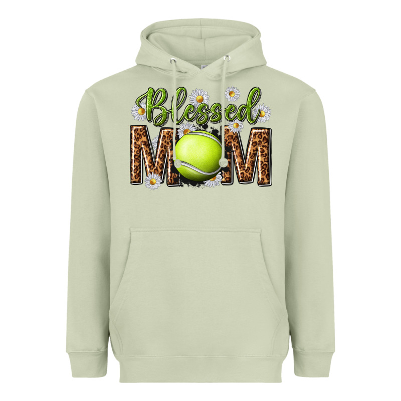 Blessed Mom With Tennis And Daisy Heavyweight Hoodie by texasbilliewilder | Teevron