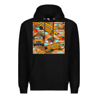 Black fall school bus seamless pattern Premium Hoodie - BundleAndBundleShop