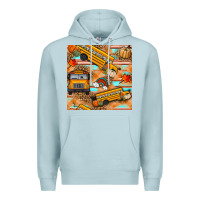 Blue Mist fall school bus seamless pattern Premium Hoodie - BundleAndBundleShop