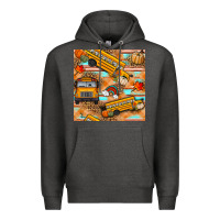 Charcoal Heather fall school bus seamless pattern Premium Hoodie - BundleAndBundleShop
