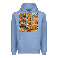 Colony Blue fall school bus seamless pattern Premium Hoodie - BundleAndBundleShop