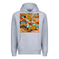 Heather Grey fall school bus seamless pattern Premium Hoodie - BundleAndBundleShop