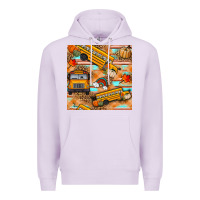 Lilac fall school bus seamless pattern Premium Hoodie - BundleAndBundleShop