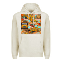 Oatmeal Heather fall school bus seamless pattern Premium Hoodie - BundleAndBundleShop