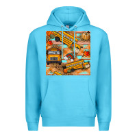 Ocean Blue fall school bus seamless pattern Premium Hoodie - BundleAndBundleShop