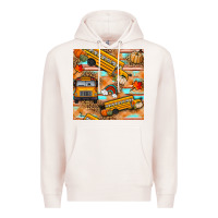Pale Pink fall school bus seamless pattern Premium Hoodie - BundleAndBundleShop
