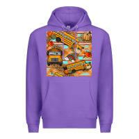 Purple fall school bus seamless pattern Premium Hoodie - BundleAndBundleShop