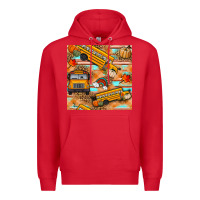 Red fall school bus seamless pattern Premium Hoodie - BundleAndBundleShop