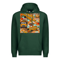 Sports Green fall school bus seamless pattern Premium Hoodie - BundleAndBundleShop