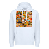 White fall school bus seamless pattern Premium Hoodie - BundleAndBundleShop