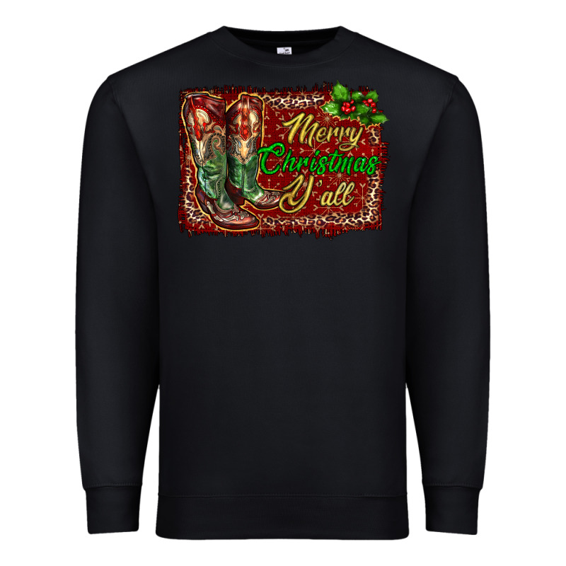 Merry Christmas Y'all Boots Premium Sweatshirt by RanaPortraitStore | Teevron