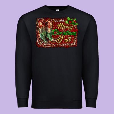 Merry Christmas Y'all Boots Premium Sweatshirt Designed By Ranaportraitstore