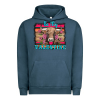 Pigment Midnight Navy be my valentine with cow Urban Hoodie - AdoDesignShop