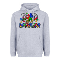 Heather Grey dad of a warrior Heavyweight Hoodie - Zillion Design Studio
