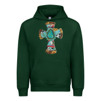 Forest Green cross with leopard sunflower gemstone serape cowhide Urban Hoodie - Artiststas