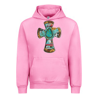 Fuchsia Pink cross with leopard sunflower gemstone serape cowhide Urban Hoodie - Artiststas