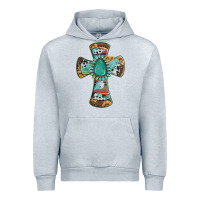 Heather Grey cross with leopard sunflower gemstone serape cowhide Urban Hoodie - Artiststas