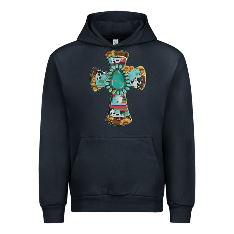 Cross With Leopard Sunflower Gemstone Serape Cowhide Urban Hoodie by Artiststas | Teevron