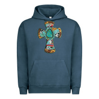 Pigment Midnight Navy cross with leopard sunflower gemstone serape cowhide Urban Hoodie - Artiststas