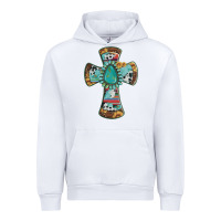 White cross with leopard sunflower gemstone serape cowhide Urban Hoodie - Artiststas