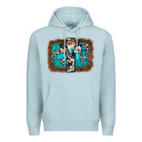 Blue Mist bull skull cross backgraund Premium Hoodie - JahusDesignShop
