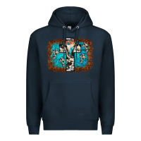 Navy bull skull cross backgraund Premium Hoodie - JahusDesignShop